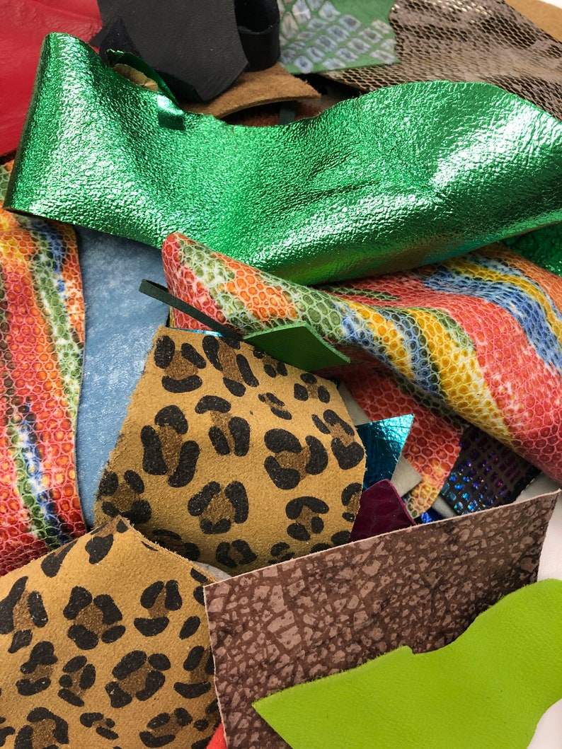 LEATHER SCRAPS Leather Remnants of Printed and Embossed Etsy