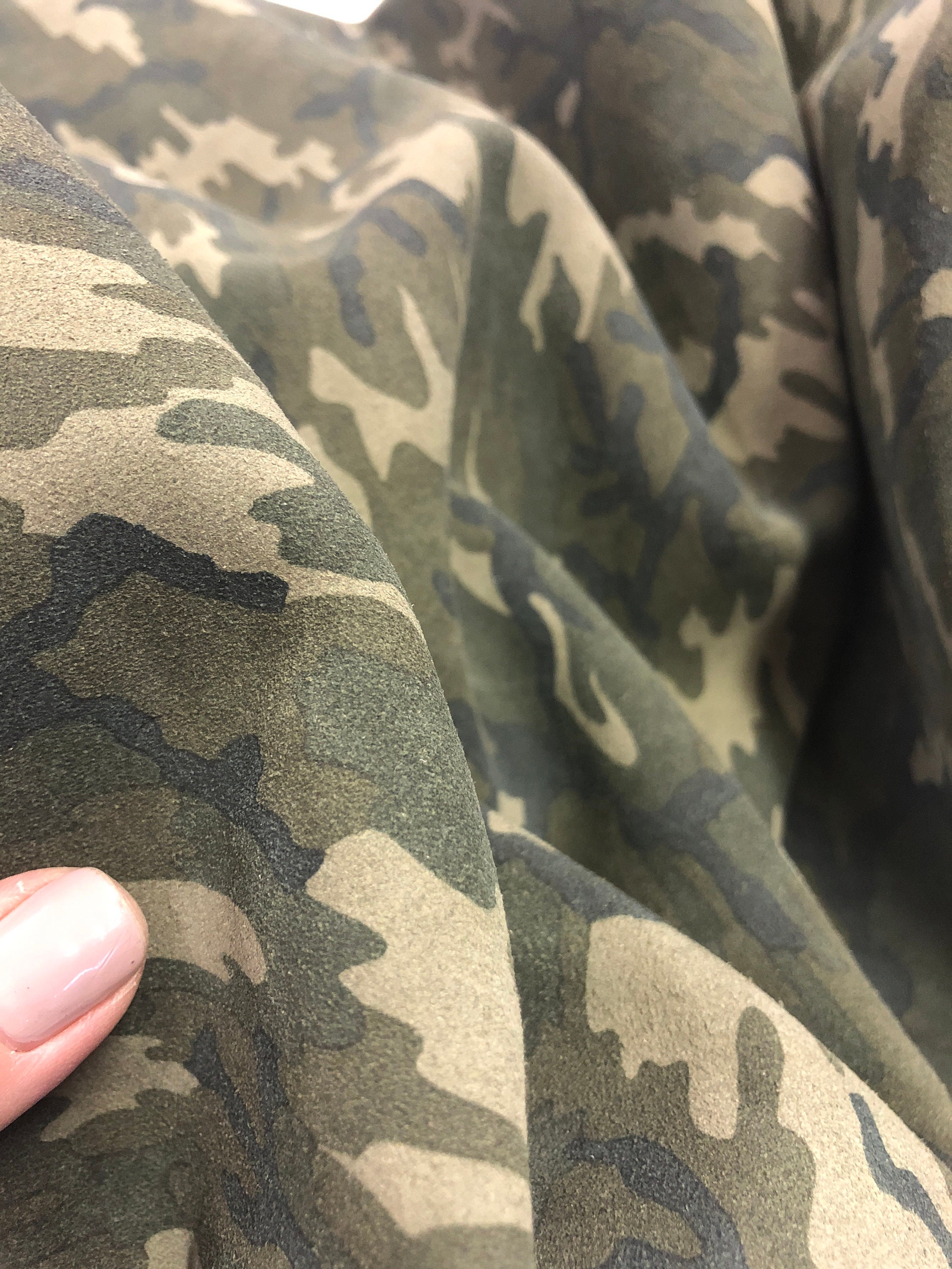 Calfskin Suede Thickness 1.2-1.5mm LEATHER CAMOUFLAGE Suede ARMY Green Light Olive Dark Green or get full skin Black Choose Your Size