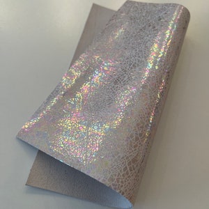 LEATHER  12&quot;x12”,  Iridescent Crackled Metallic Leather, Holiday Leather, LeatherSkinsShop
