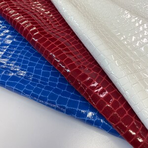 Croco Alligator LEATHER 12&quot;x24&quot; PATENT CROCODILE, Real Genuine Lambskin Leather/Embossed Print Croco Alligator ,thickness 1.1mm