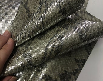 PYTHON GENUINE SKIN Silver Wash on Natural Python Skin, Choose the Size, Genuine Snakeskin Python Leather Hide/Silver Shimmer Natural Snake