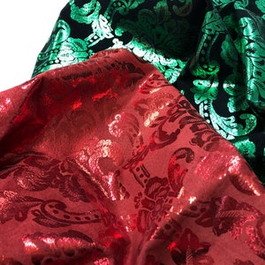 METALLIC GREEN RED Brocade printed Lightweight Suede Choose Your Color and Your Size or Get a full Skin