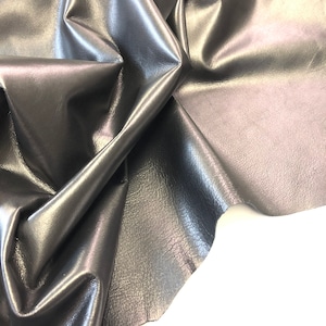 BLACK Leather 12&quot;x24&quot; Finest Black nappa/LEATHER Italian lambskin/Real leather hide skin/soft nappa leather/thickness 0.6mm