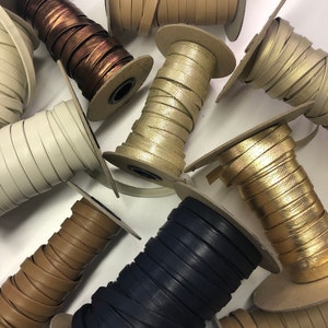 TAPE 1/2&quot; Folded LEATHER Trim by the Yard/Genuine Leather Strap Strips/Thickness 0.6mm/Thin Fine Real Leather/Folded Leather decor strips