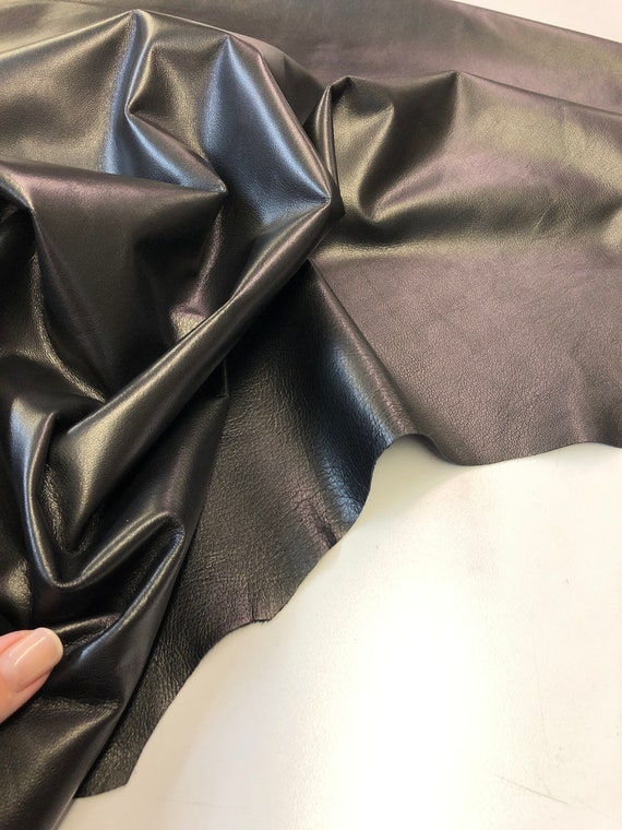 BLACK Leather 8x8 Finest Black nappa LEATHER Italian lambskin Real