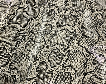 PYTHON PRINT GENUINE Leather Black and Cream Beige Real Leather Hide, Choose your size, 2oz thickness, genuine leather skins
