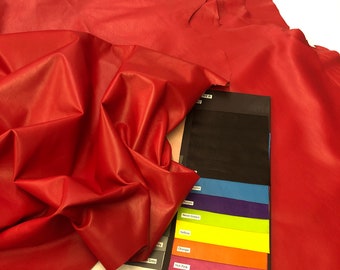 RED LEATHER 8"x8" Bright Red Superb Quality LEATHER, Genuine Leather Sheet, thin soft lambskin Italian nappa, 0.6-0.9mm thickness, M7000red