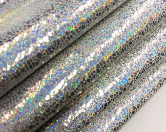 LEATHER Christmas Holiday Crackled iridescent Metallic SUEDE /Thickness 1 mm/ Leather Skins Shop