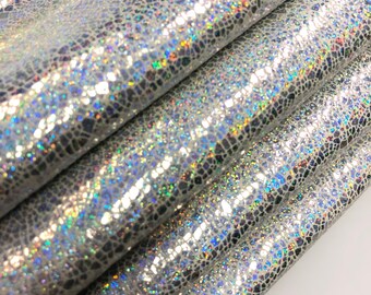 LEATHER Christmas Holiday Crackled iridescent Metallic SUEDE /Thickness 1 mm/ Leather Skins Shop