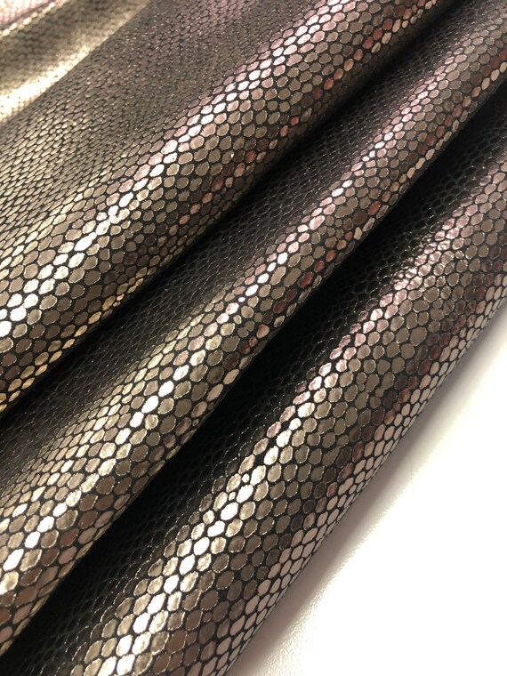 LEATHER SKINS Metallic Print real Calfskin Suede Leather Metallic