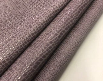 Baby Alligator LEATHER 12"x24" Light Purple Shiny Crocodile Look Calfskin Leather/Thickness 1.3mm/Leather Skins Shop
