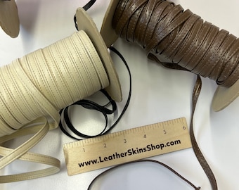 Bag Strap 1/4" LEATHER STITCHED LEATHER Leather Lace, Flat  Leather Straps