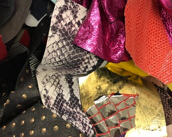 TOP LEATHER SCRAP/Leather Scraps/Leather Remnant/Cuts of printed leathers, Different thicknesses/Cowhide scrap/pigskin scrap/sold by lb,