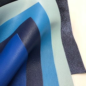 Blue LEATHER Hide Sheets BLUE GENUINE Hide, Set of 5, Size 6"x6", Baby Blue, Metallic Midnight Blue, Turquoise, Marine Navy Blue, Royal Blue