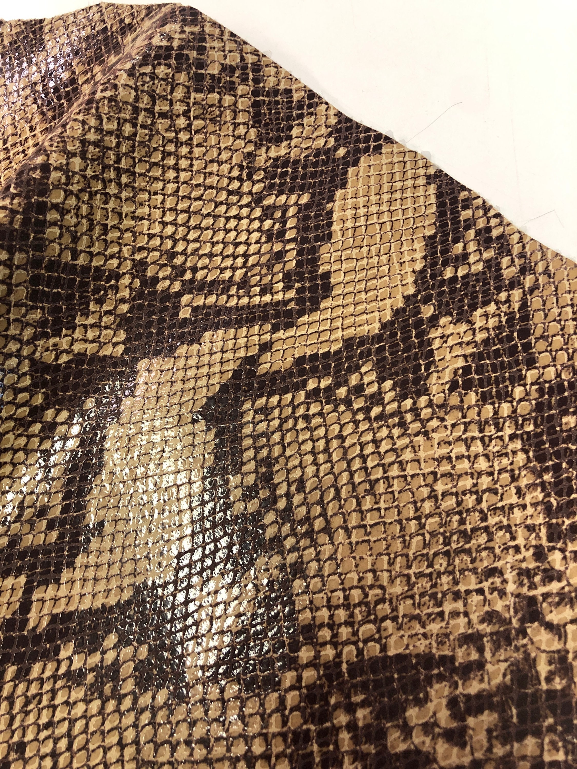 LEATHER SKINS PYTHON Print/natural Tan Brown Python Snakeskin Printed ...
