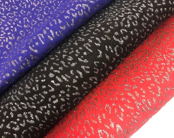 LEATHER SUEDE SHINY Glitter Baby Leopard Metallic Very Soft Lambskin Suede, Multi Glitter Red Suede,Purple, Black hide,thickness 0.4-.05mm