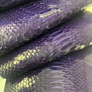 Purple Python Snakeskin Leather Skins- Leather Exotic for Handbags- leather Skins for bracelets- leather hides- Leather for accessories