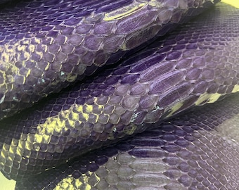 Purple Python Snakeskin Leather Skins- Leather Exotic for Handbags- leather Skins for bracelets- leather hides- Leather for accessories