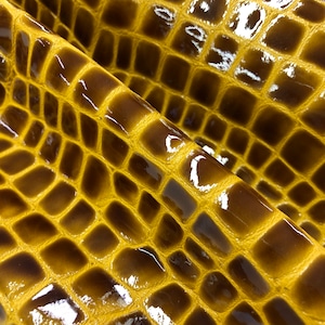 PATENT LEATHER YELLOW Croco/embossed Leather/Lambskin leather hide/two tone hide/thickness 0.8mm/soft touch lambskin/Choose Your Size