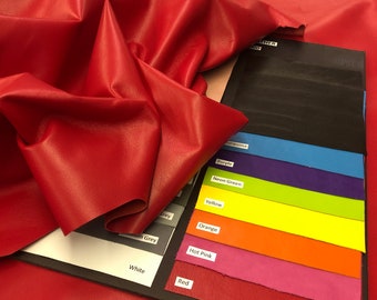 RED LEATHER 5"x5" Bright Red Superb Quality LEATHER, Genuine Leather Sheet, thin soft lambskin Italian nappa, .06mm thickness, M7000red