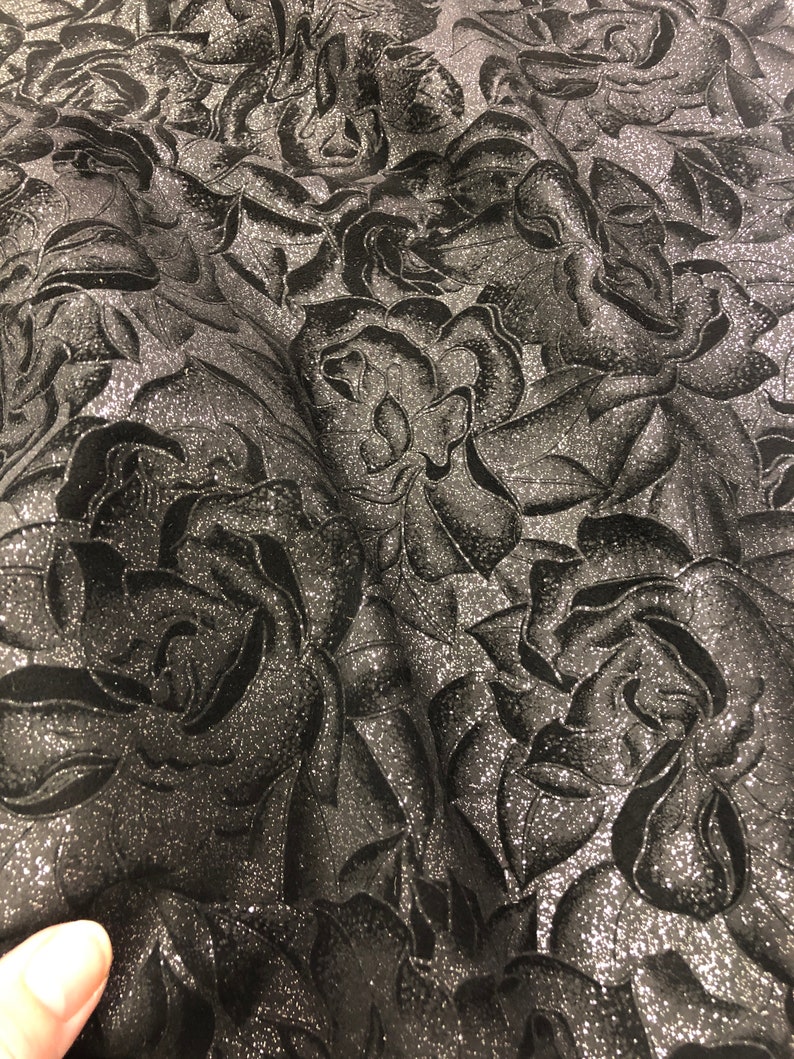 LEATHER 8x10 SUEDE Floral Print/black Glitter Roses Printed - Etsy