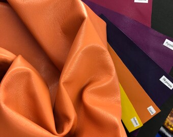 CORAL Genuine LEATHER Top Quality “SUPERB M 7002” Soft Buttery Nappa Leather, Thickness 0.6 mm, Average size 7-8 sq.ft, more than 100 colors