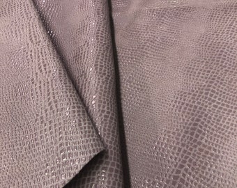 Baby Alligator LEATHER 6"x6" Light Purple Shiny Crocodile Look Calfskin Leather/Thickness 1.3mm/Leather Skins Shop