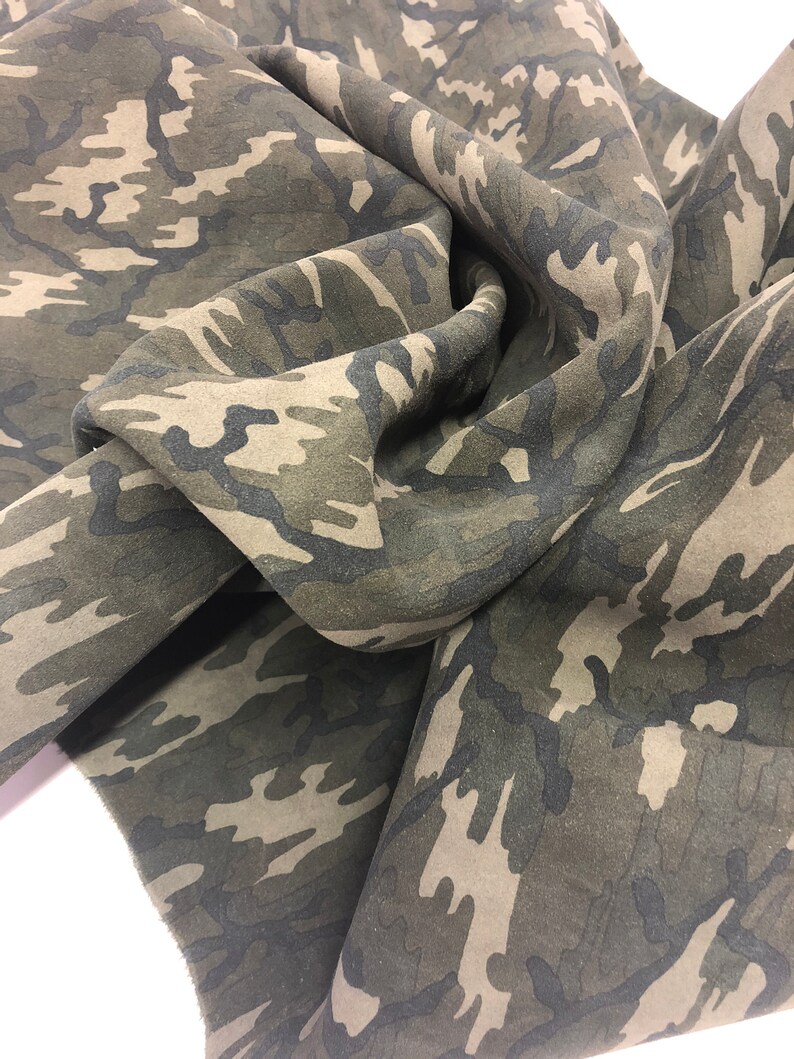 Calfskin Suede Thickness 1.2-1.5mm LEATHER CAMOUFLAGE Suede ARMY Green Light Olive Dark Green or get full skin Black Choose Your Size