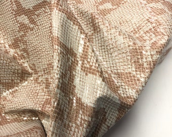 Cream and Gray Printed Python Leather Lambskins LAMB3001