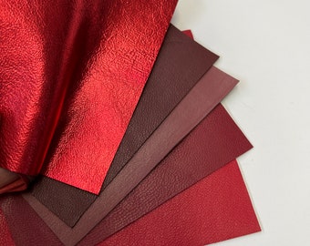 Red LEATHER/Lambskin LEATHER, leather scrap, leather sheets, thickness 0.6-0.9mm