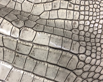 ALMOST REAL CROCODILE/Embossed Leather Hide/Crocodile Alligator embossed calfskin leather/Cowhide/Real Leather/in Many sizes/Thickness 1.2mm