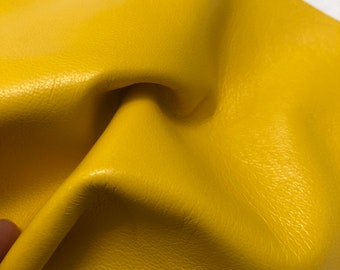 YELLOW Leather Skin/SUPERB LEATHER/Sunshine Yellow/Genuine Leather Sheet/Leather Scrap/buttery soft lightweight nappa leather/thickness.06mm