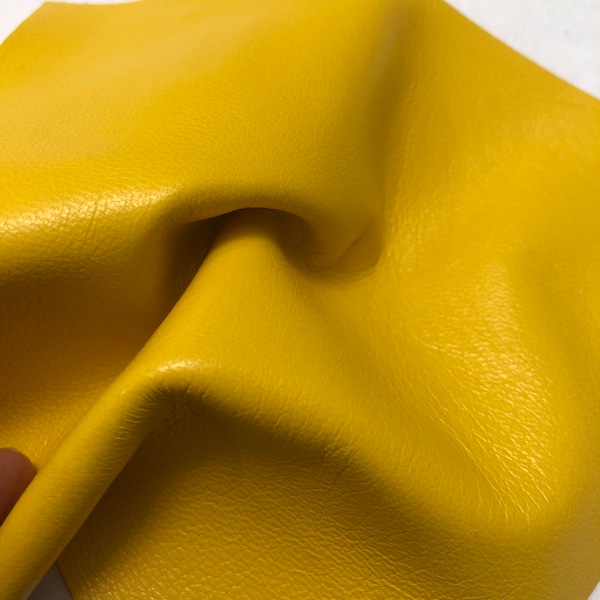 YELLOW Leather Skin/SUPERB LEATHER/Sunshine Yellow/Genuine Leather Sheet/Leather Scrap/buttery soft lightweight nappa leather/thickness.06mm
