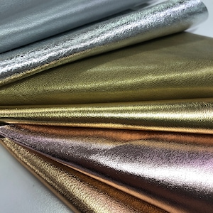 METALLIC LEATHER SET, set of 6 leathers, size 5”x5”, Dk.Silver, Silver, Dk.Gold, Gold, Lt.Pink, Copper