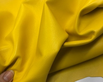 Yellow Lambskin Leather Sheet, Soft Buttery Leather, DIY Craft