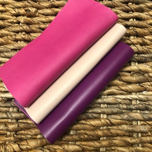 LEATHER 12&quot;x24&quot; Luxurious Lambskin Buttery Soft Leather, Baby Pink/ Hot Pink/ Purple Passion Finest Quality Leather /Thickness 0.6-0.7mm