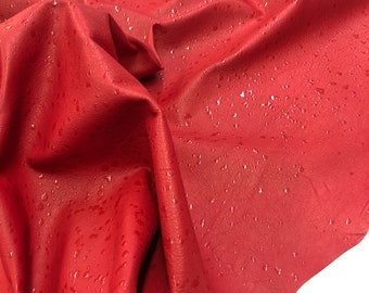 LEATHER 12"x12" Patent RAINDROP RED Genuine Leather/Wet Look Leather Hide/Lambskin leather hide/ Thickness 0.9mm