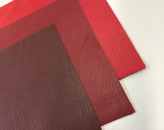 Leather Red 8'"x8" Lambskin Leather, Fire Red Soft Leather, Dark Red Leather, Wine Leather, Thickness 0.6-0.8mm LeatherSkinsShop