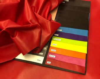 RED LEATHER 12"x24" Fire Lipstick Red Superb Quality LEATHER, Genuine Leather Sheet, thin soft lambskin Italian nappa, .06mm thickness
