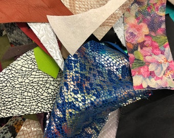 LEATHER SCRAP, LEATHER Scraps/Cut offs/ Leather Remnants/printed embossed leathers/sold by lb/Scraps leather for earring makings/hide/skins