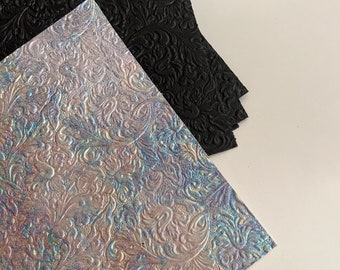 Hand carved Look/ Floral EMBOSSED LEATHER SHEETS, Trim Leather with Acanthus pattern, 8 x 8 inches   thickness 2.5mm,Leather Scrap