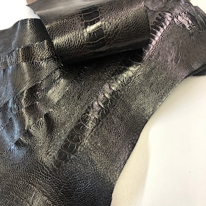 Ostrich Leg Shiny Expresso dark brown  Real Genuine Leather