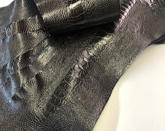 Ostrich Leg Shiny Expresso dark brown  Real Genuine Leather
