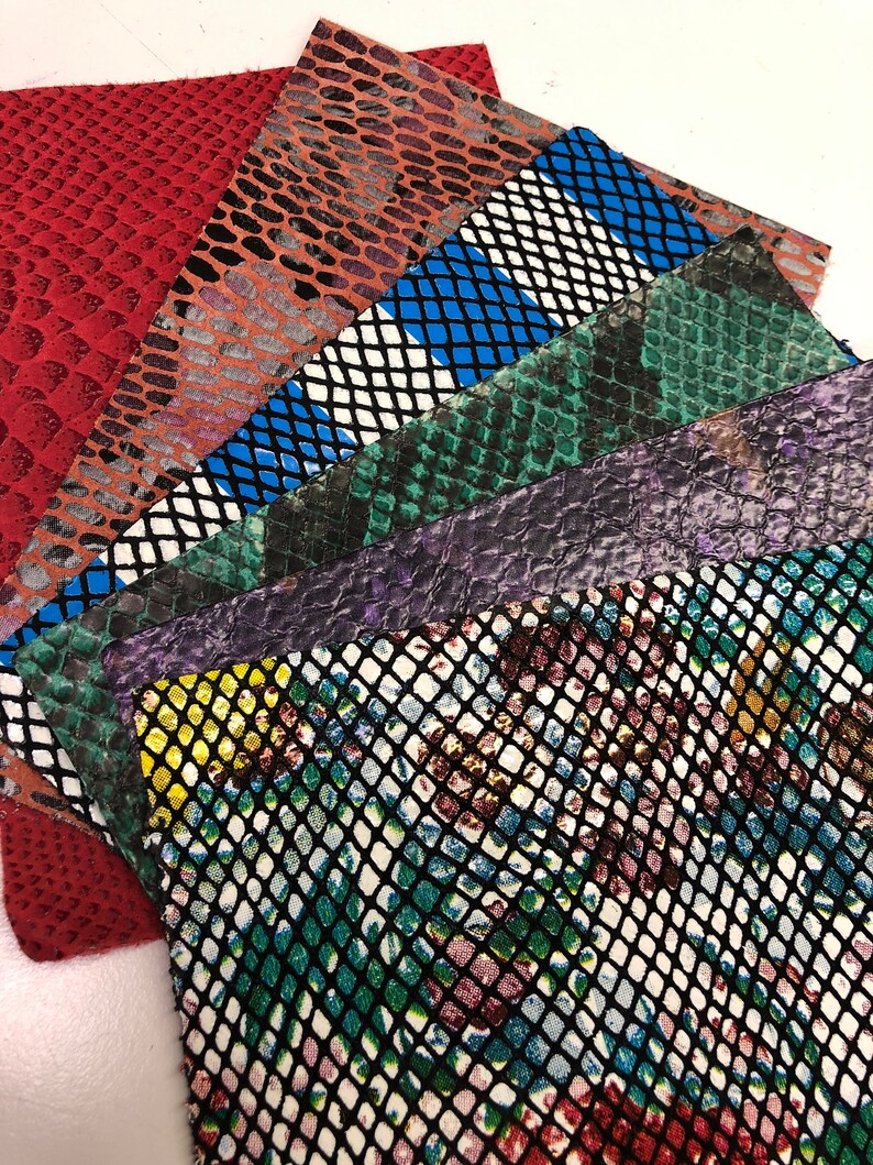 LEATHER GENUINE Leather Sheets similar but not exact as in picture Variety 6 Pack,Size 4\u201dx5.5\u201d Assorted leather 0.6-1.2mm Variety Prints
