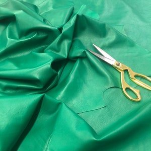 LEATHER Emerald Green 12&quot;x24&quot; Real Leather LAMBSKIN LEATHER, Top Quality Soft Luxurious supple lambskin italian leather for sewing