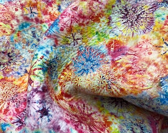 Kaleidoscope Printed Cowhide Leather Sheet, Bright Colors