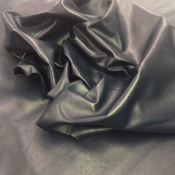 LEATHER BLACK Luxurious Lambskin, thickness 0.6mm, Sold in sheets and full hides, Soft Buttery Italian Lambskin Leather,