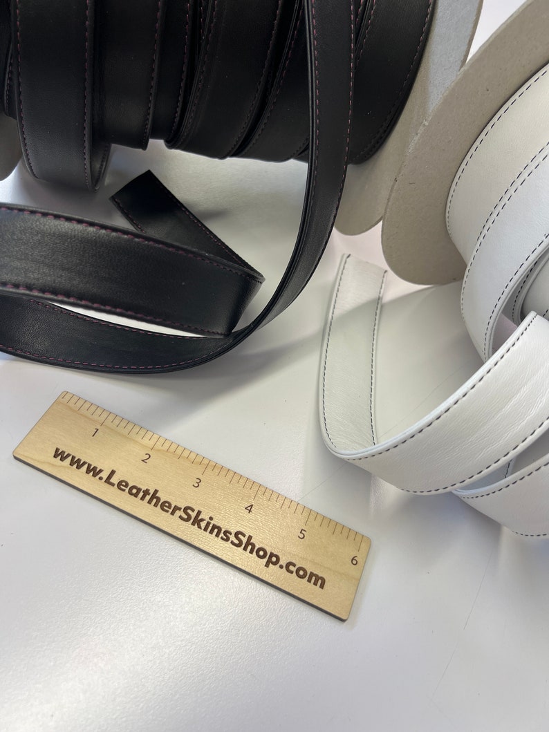 LEATHER STRAP Leather TRIM, 1 1/4” Stitched Leather, Genuine Lambskin ...