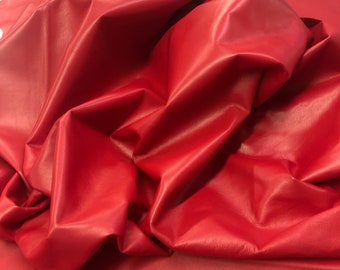 RED LEATHER , Genuine Leather Sheet, Top Quality Leather, Choose Your Size, thin soft lambskin Italian nappa, .06-0.8mm thickness, M7000red