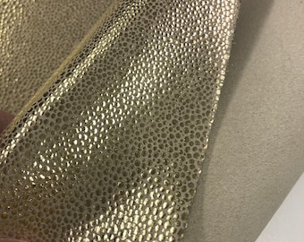 LEATHER 10”x10” GOLD Stingray Print Leather/ Metallic Bright Shiny Gold/Choose Size/ Leather Sheets Leather Crafting Full Skins Available